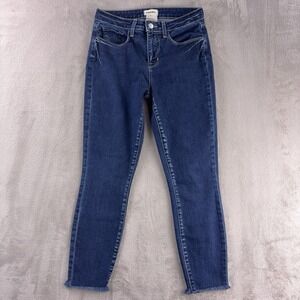 L'AGENCE Skinny Jeans Womens Size 26x25 Blue Raw Hem‎ Stretch Denim Ankle Slim
